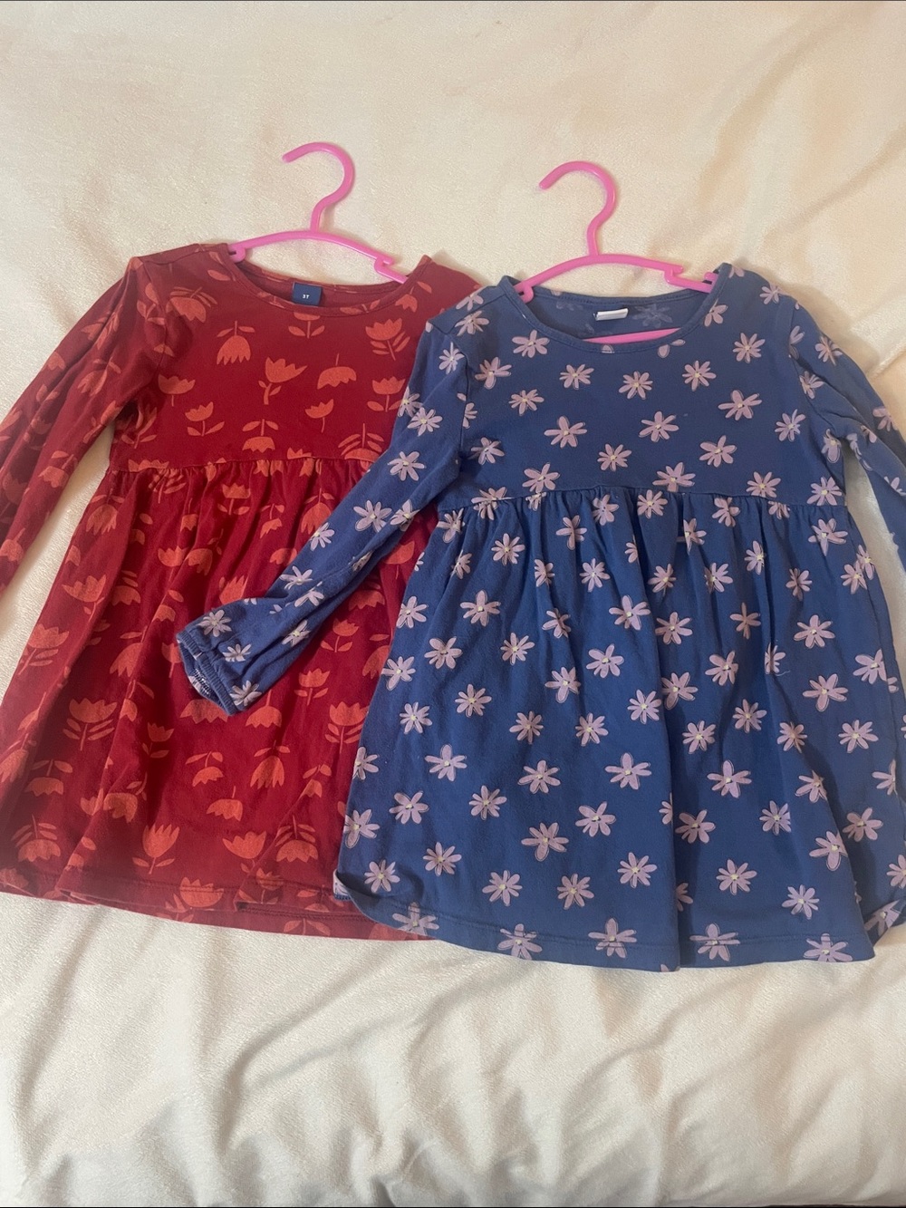 ⭐️Old Navy Girls' Floral Long-Sleeve Dress Set - Blue and Red
